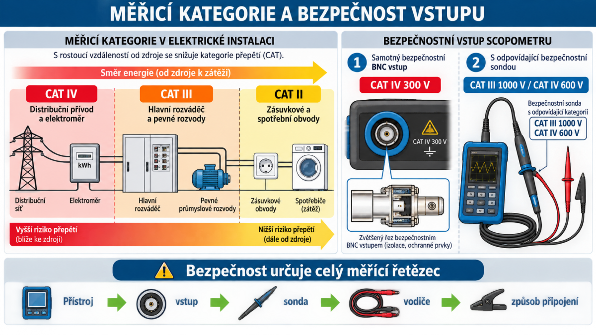 Měřicí kategorie a vstupy Fluke 190